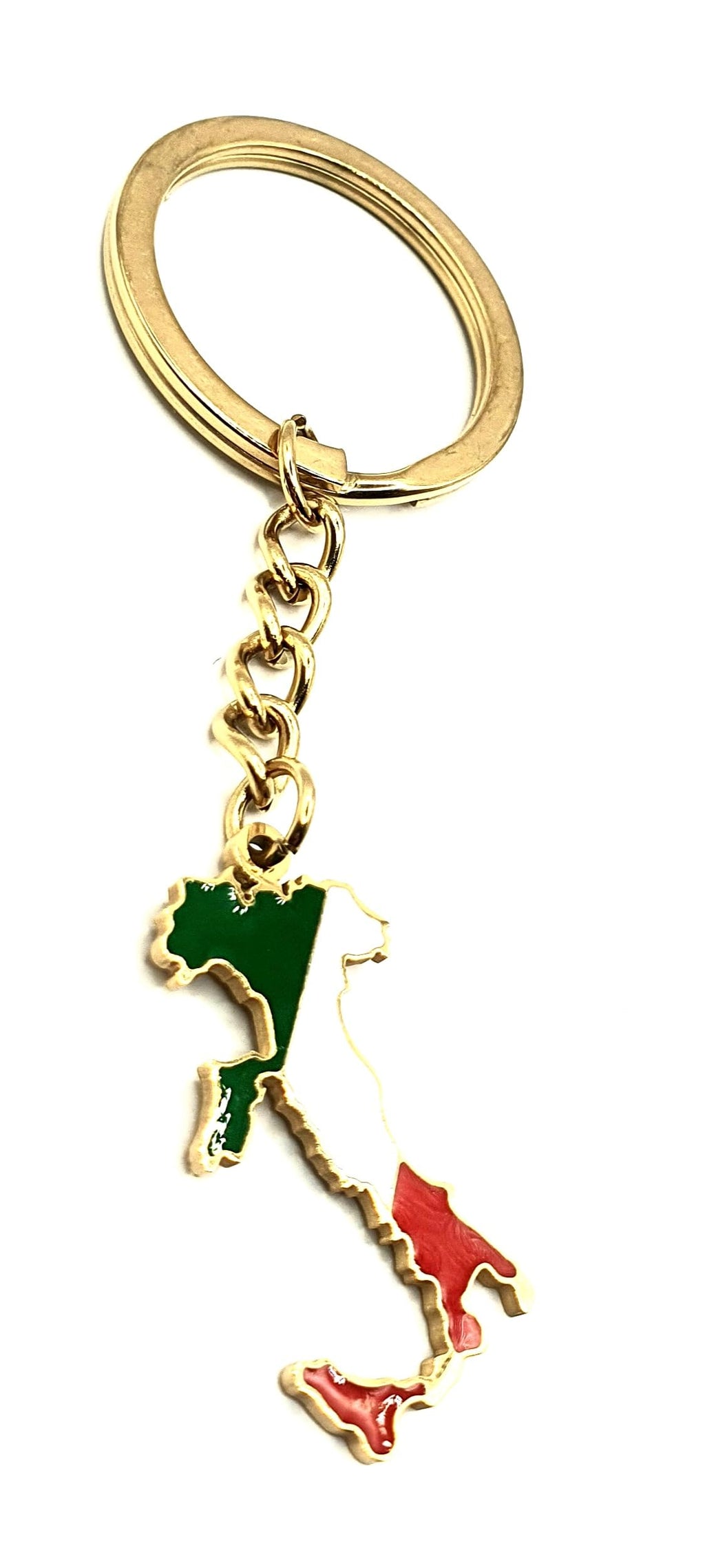 SNS Components Italy Italian EU Europe Mediterranean Gold Country Flag Key Ring Metal Enamel Keyring