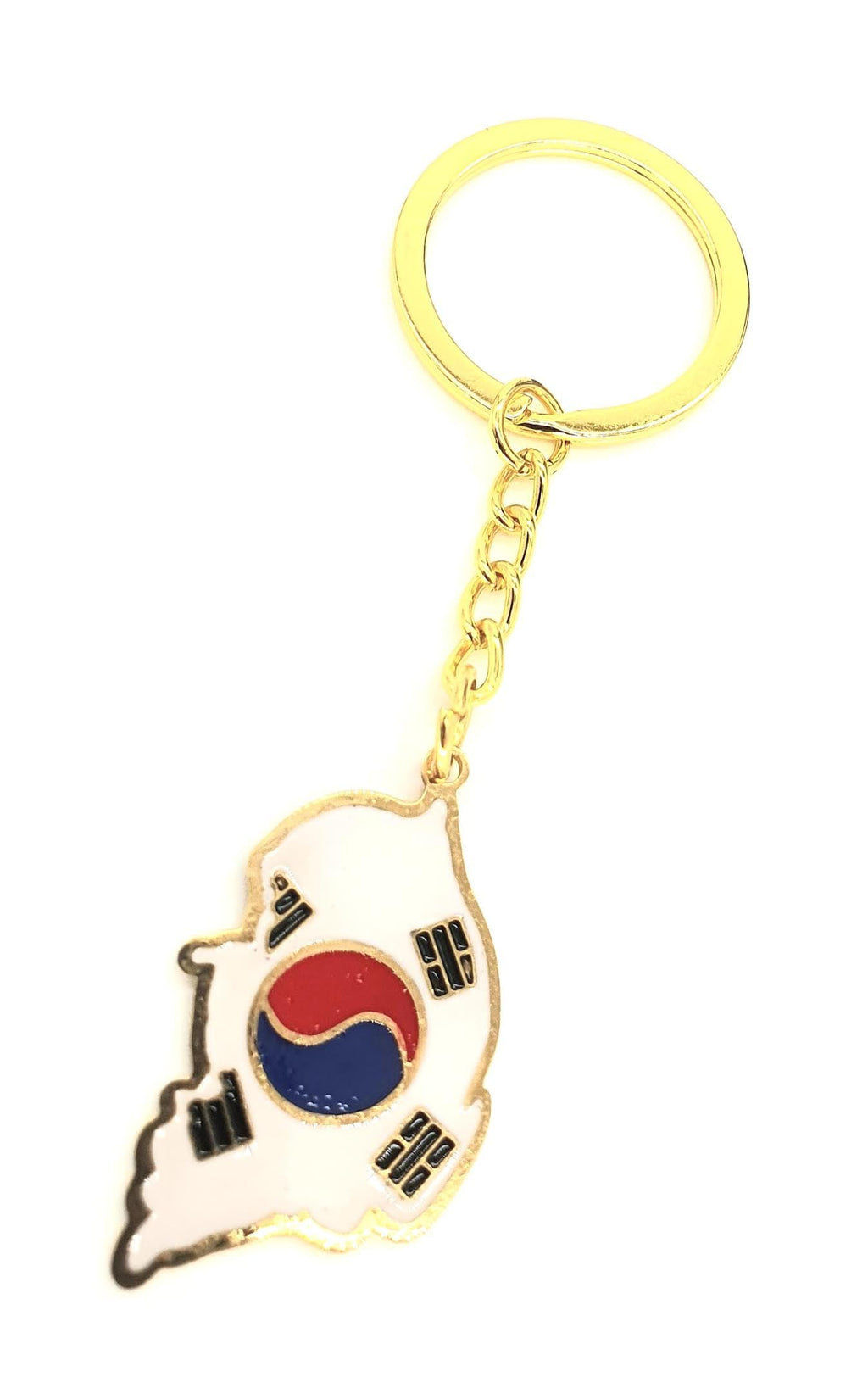 SNS Components South Korea Korean Map Outline Gold Country Flag Key Ring Chain Metal Enamel Keyring