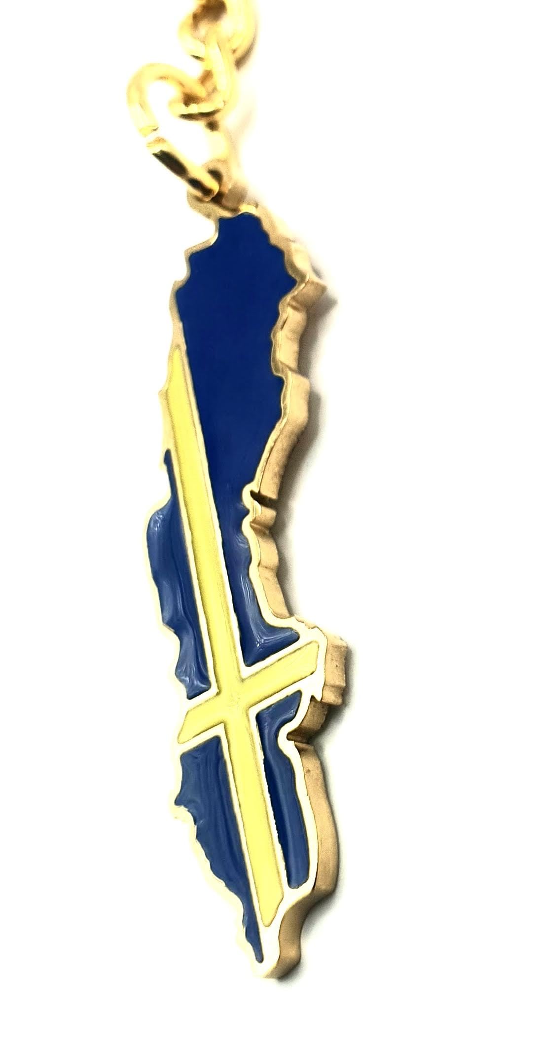 SNS Components Sweden Swedish Scandinavia EU Europe Gold Key Ring Chain Country Flag Metal Enamel Keyring