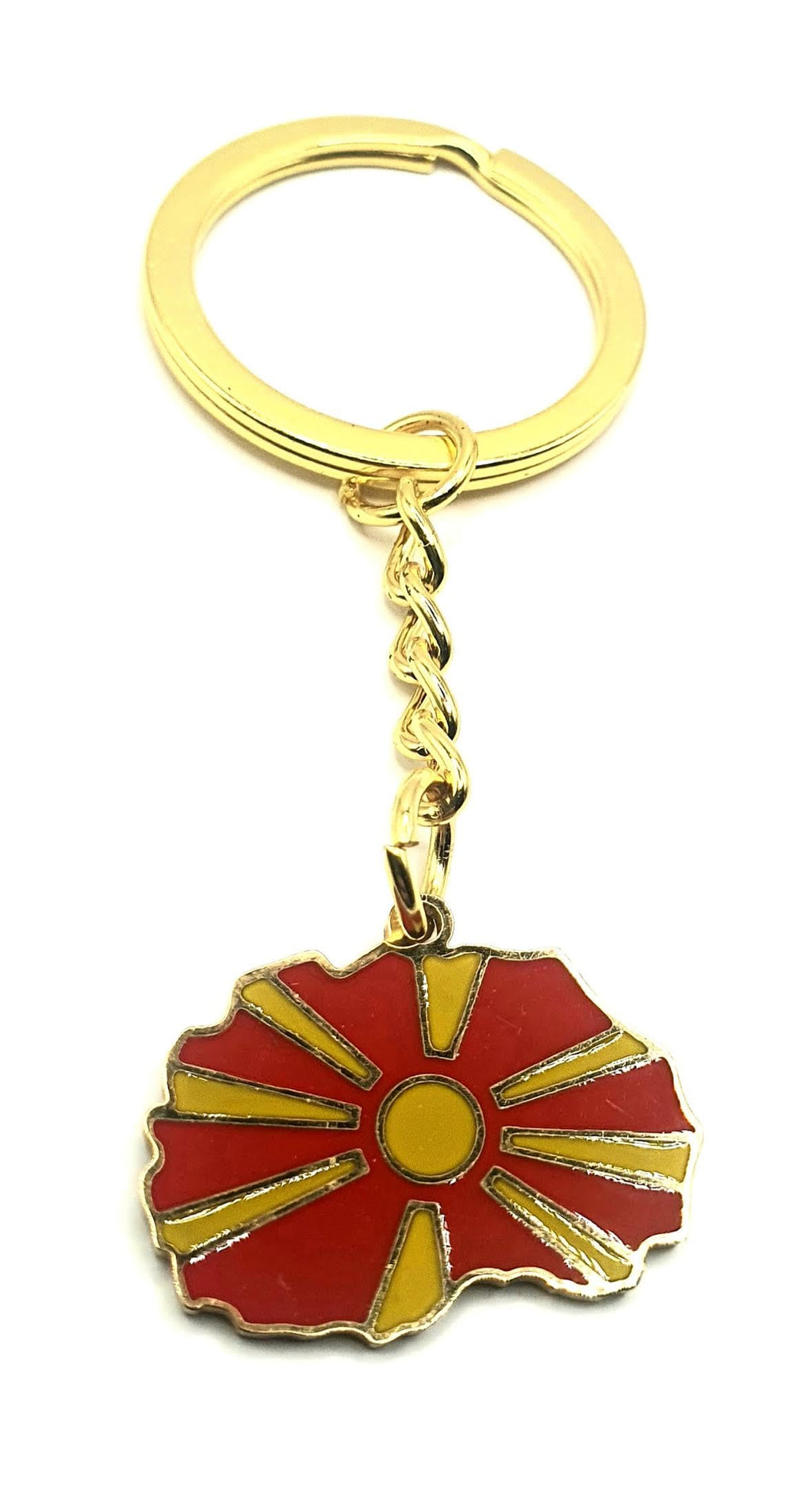 SNS Components North Macedonia Balkan Gold Key Ring Chain Country Flag Metal Enamel Keyring