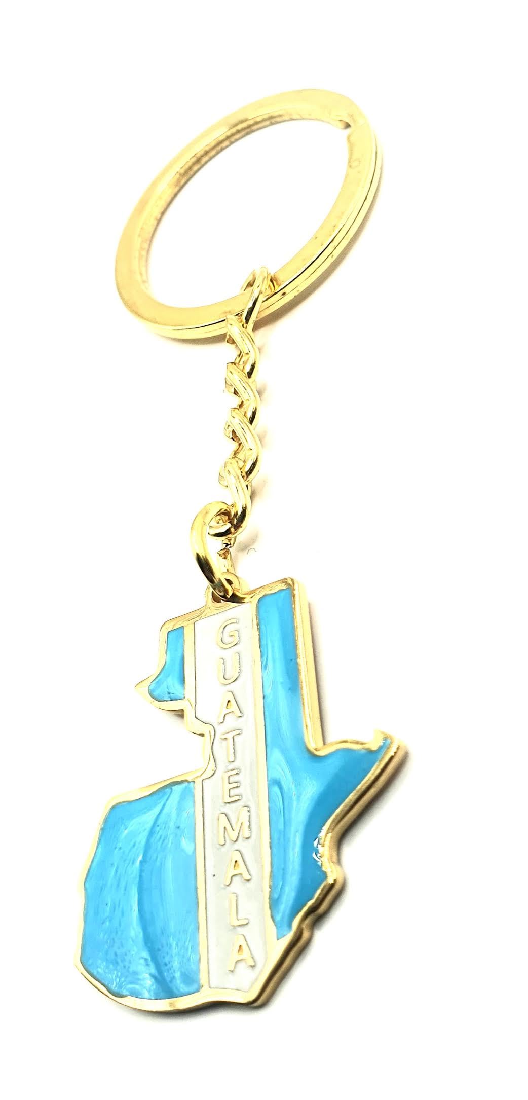 Guatemala Gold Country Map Flag Key Ring Chain Metal Enamel Keyring