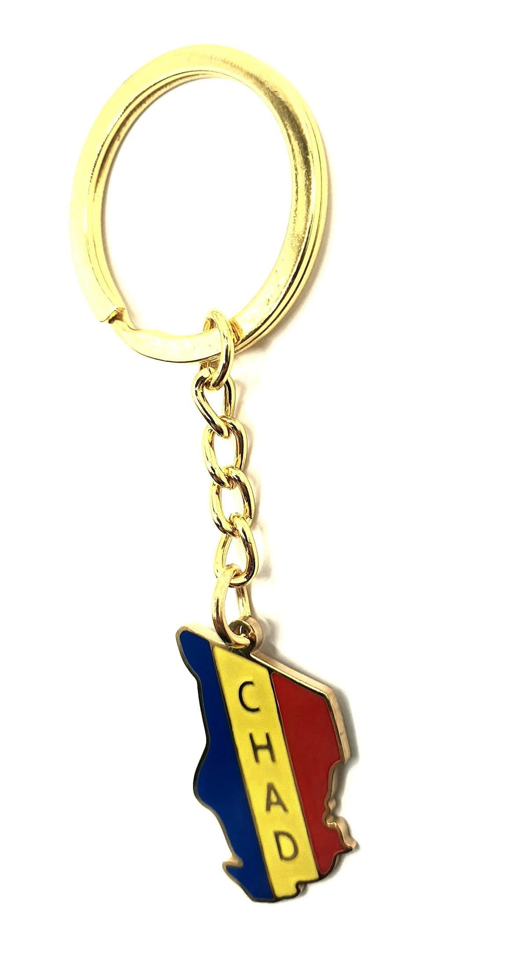 SNS Components Chad Central Africa Republic of Chad Gold Key Ring Chain Country Flag Metal Enamel Keyring