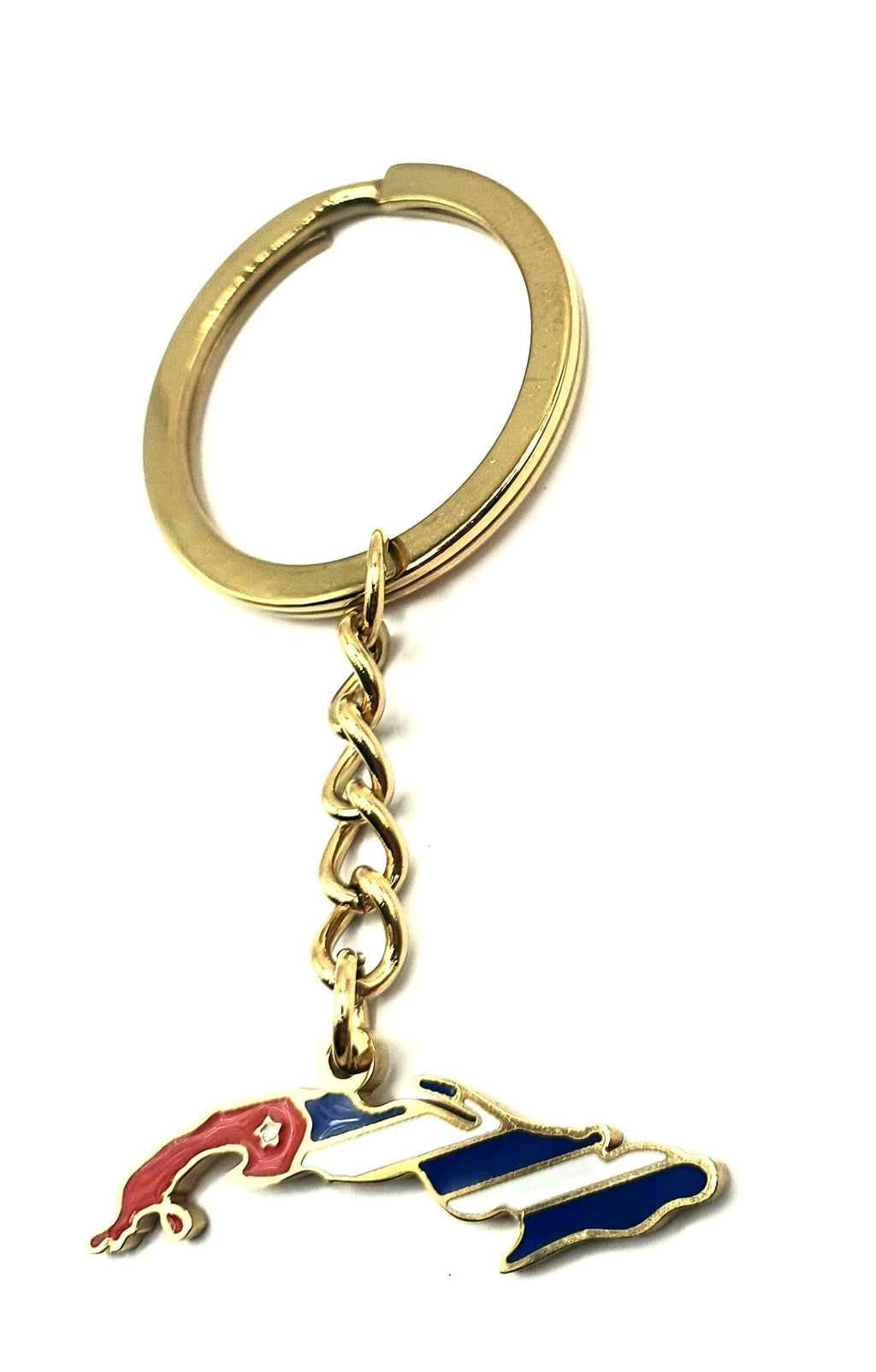 Cuba Cuban Caribbean Gold Country Flag Key Ring Metal Enamel Keyring