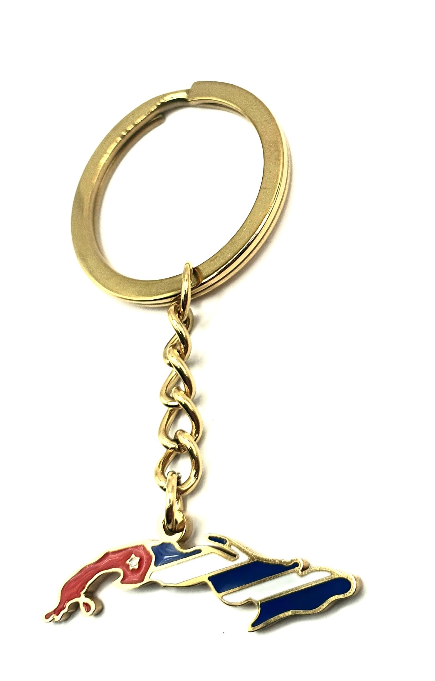Cuba Cuban Caribbean Gold Country Flag Key Ring Metal Enamel Keyring