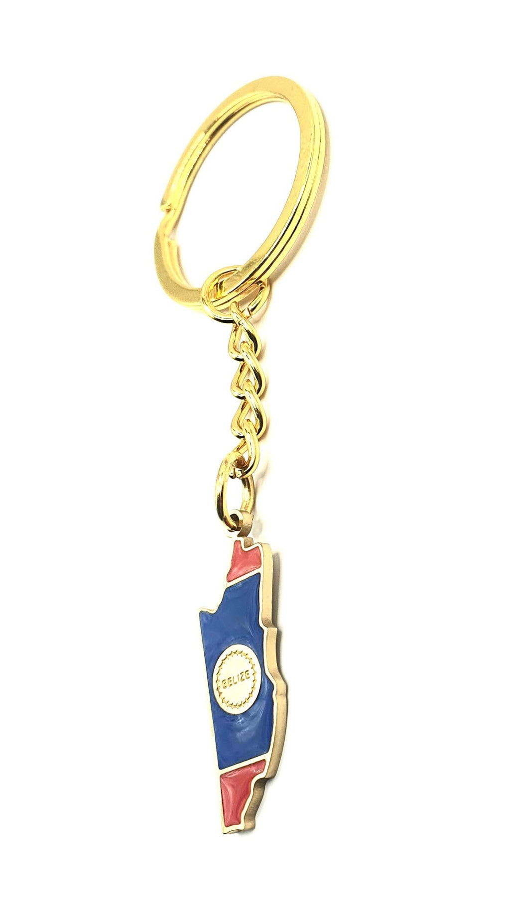 Belize Central America Gold Key Ring Chain Country Flag Metal Enamel Keyring