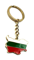 SNS Components Bulgaria Bulgarian Map Outline EU European Eastern Europe East Balkan Balkans Gold Country Flag Key Ring Metal Enamel Keyring