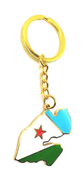 SNS Components Djibouti Horn of Africa Gold Key Ring Chain Country Flag Metal Enamel Keyring