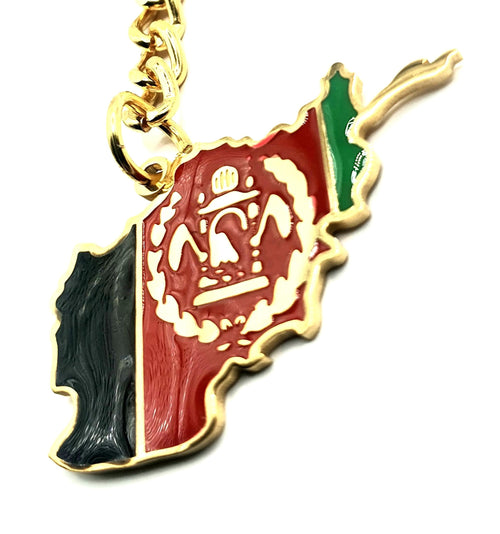 Afghanistan Afghan Middle East Gold Country Flag Key Ring Metal Enamel Keyring