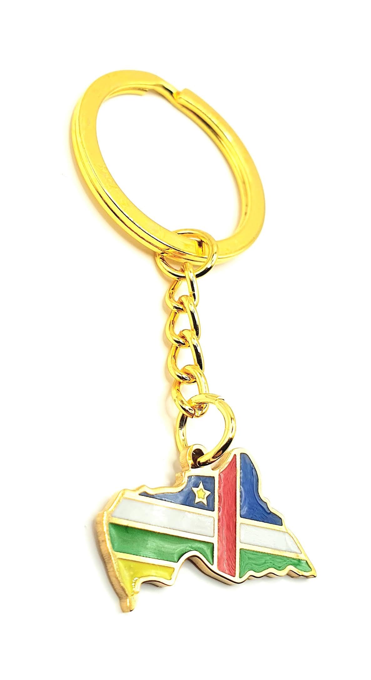 Central African Republic Africa Gold Key Ring Chain Country Flag Metal Enamel Keyring