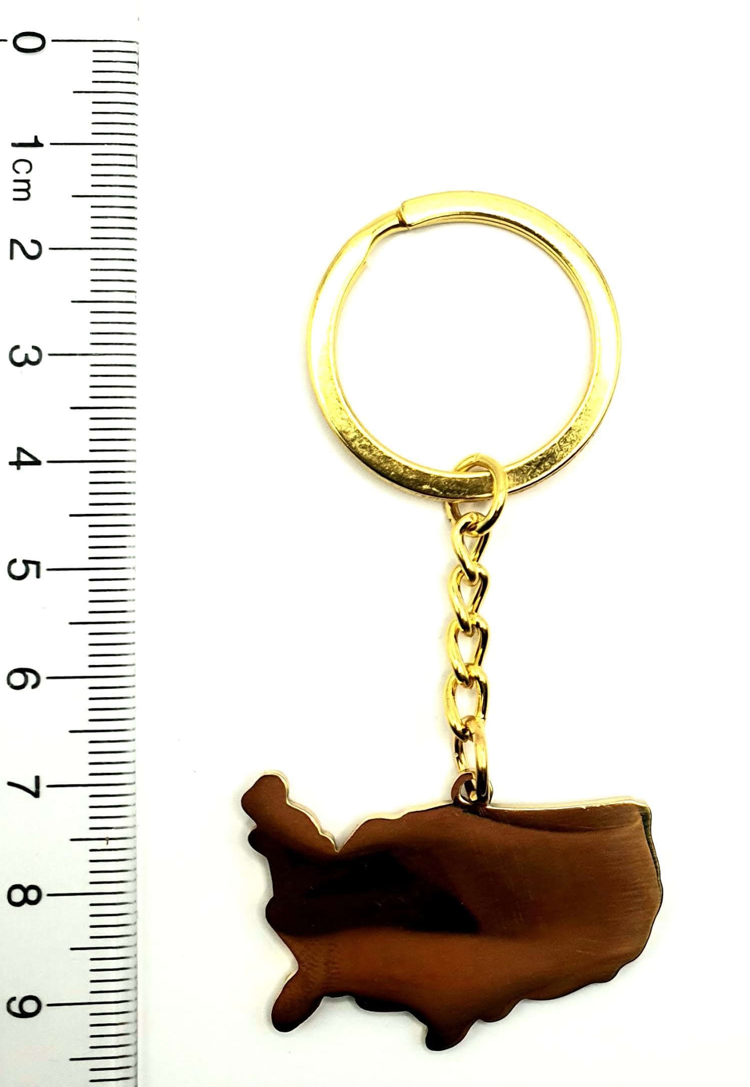 United States of America American USA Gold Country Map Flag Key Ring Chain Metal Enamel Keyring