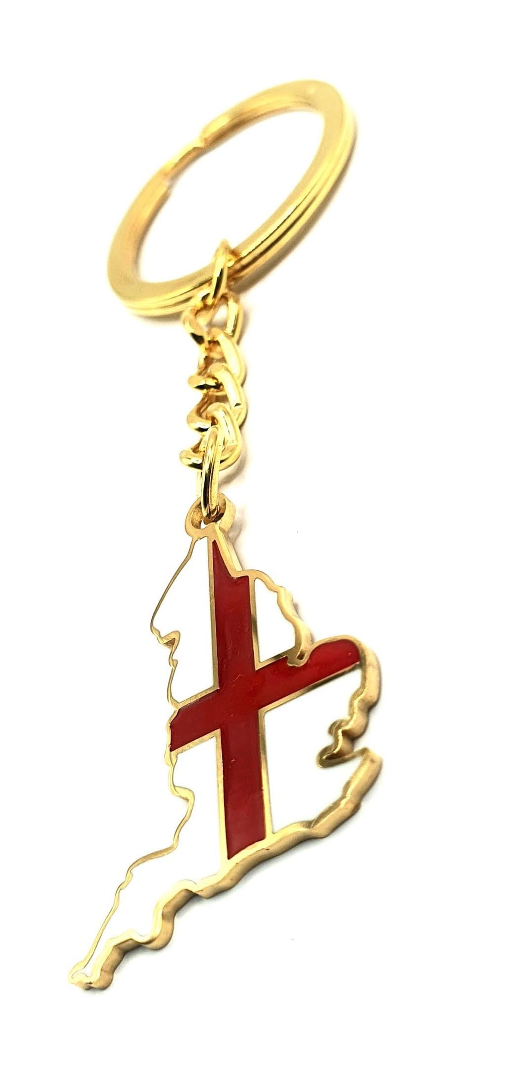 England English St Georges Red Cross United Kingdom Gold Country Flag Key Ring Metal Enamel Keyring