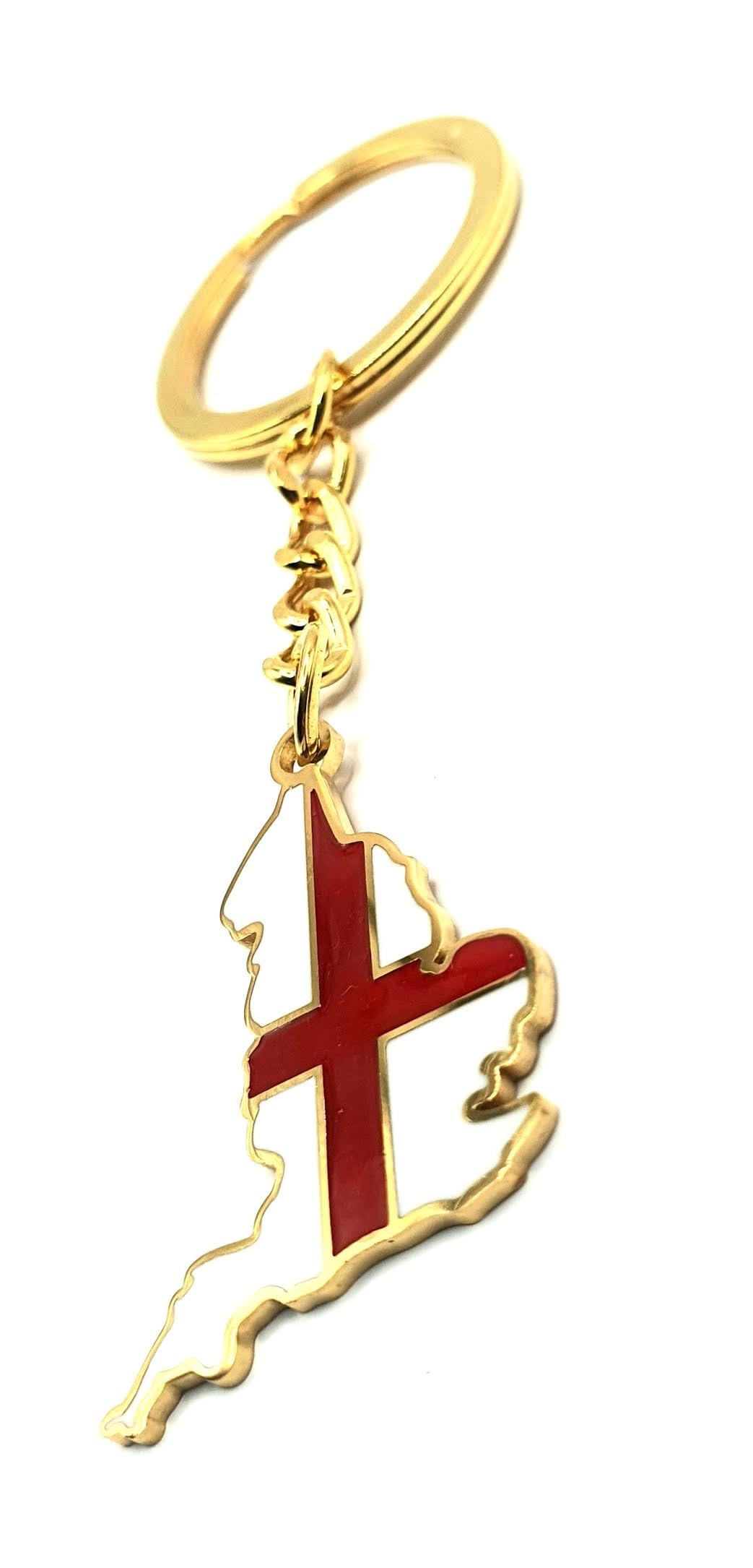 England English St Georges Red Cross United Kingdom Gold Country Flag Key Ring Metal Enamel Keyring
