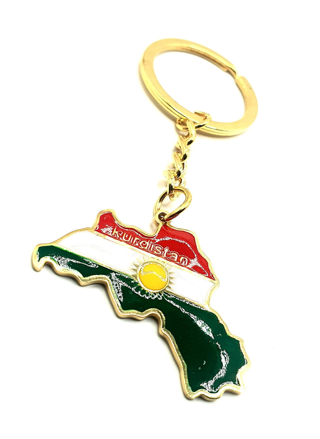 Kurdistan Kurds West Asia Middle East Gold Country Map Flag Key Ring Chain Metal Enamel Keyring