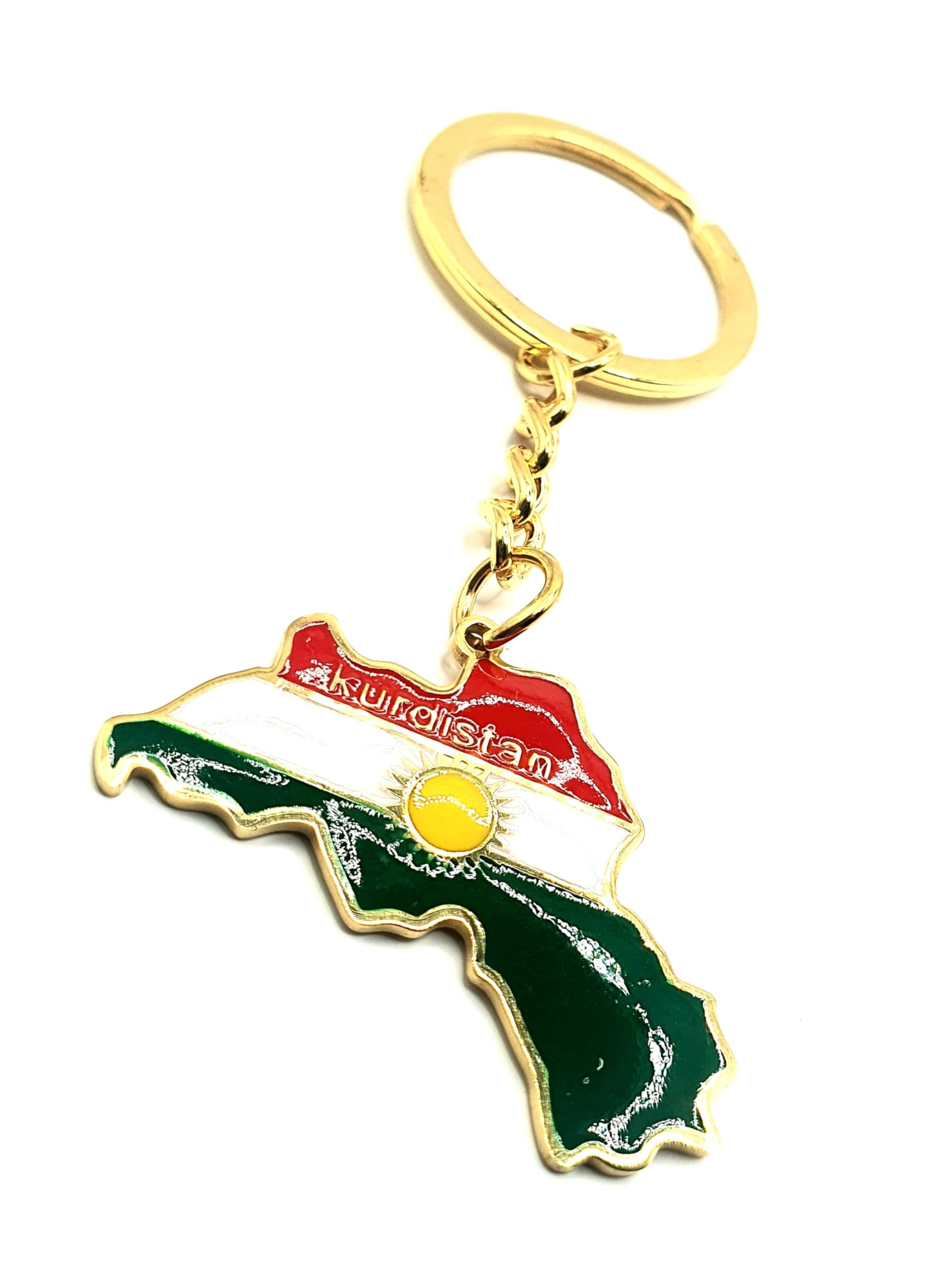 Kurdistan Kurds West Asia Middle East Gold Country Map Flag Key Ring Chain Metal Enamel Keyring