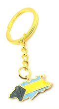 Bahamas Caribbean Gold Key Ring Chain Country Flag Metal Enamel Keyring
