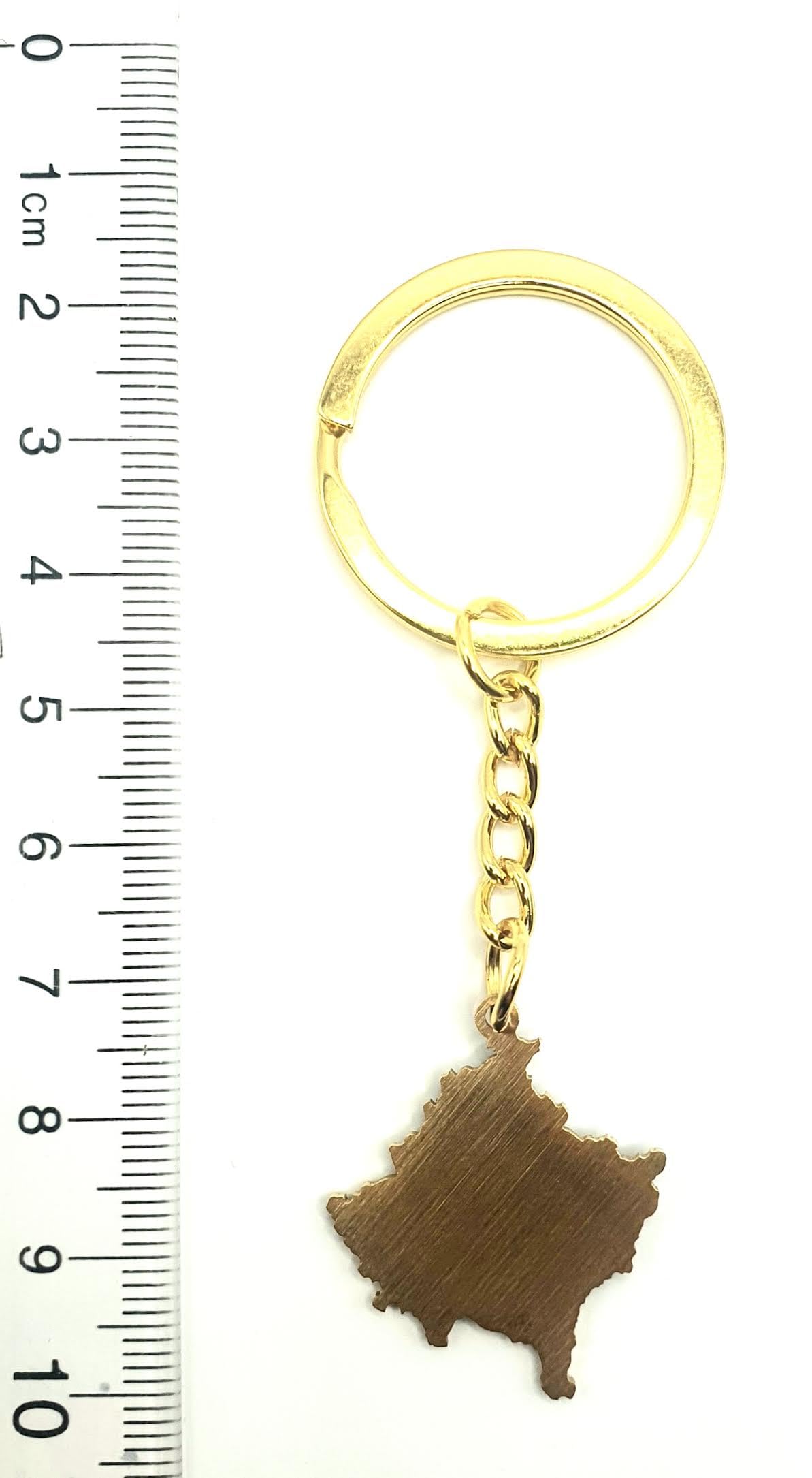 SNS Components Kosovo Kosovan Balkan Gold Key Ring Chain Country Flag Metal Enamel Keyring
