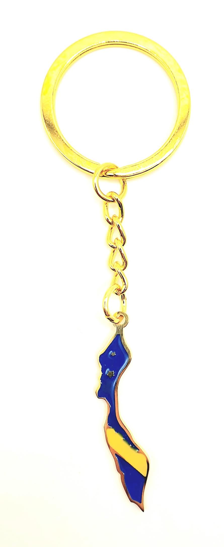 Curacao Caribbean Gold Key Ring Chain Country Flag Metal Enamel Keyring