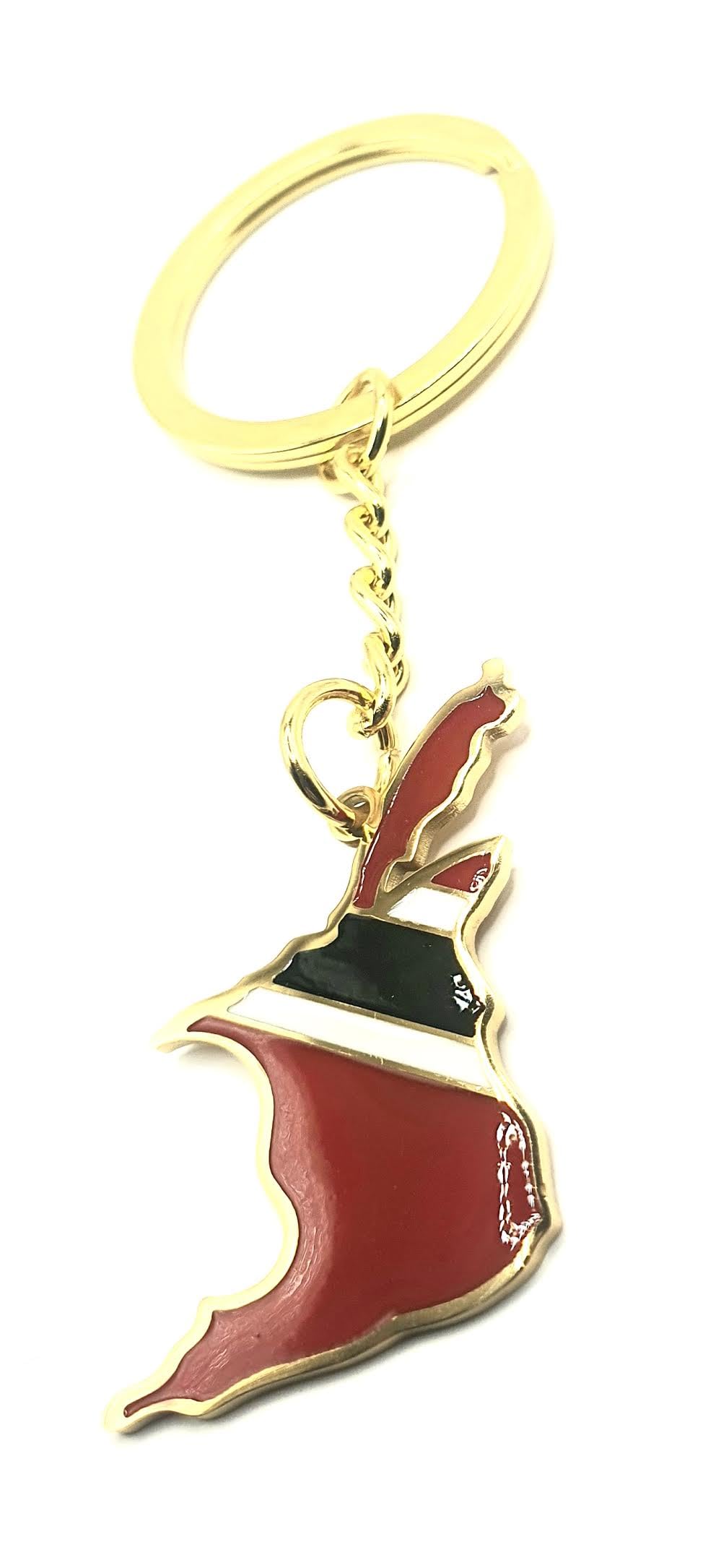 SNS Components Trinidad and Tobago Caribbean Gold Key Ring Chain Country Flag Metal Enamel Keyring