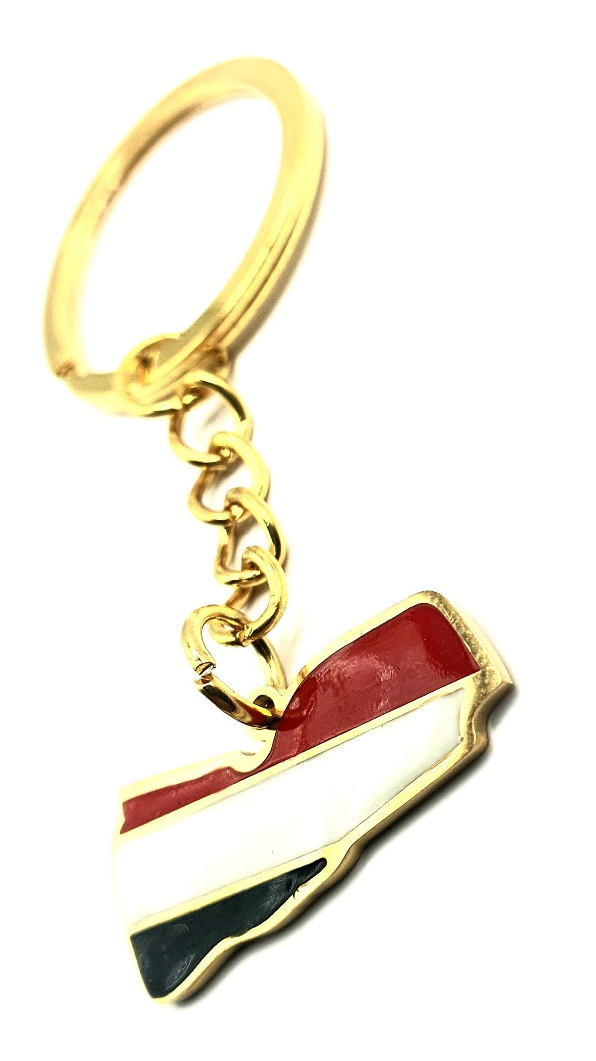 SNS Components Yemen Yemeni Middle East Arab Gold Country Map Flag Key Ring Chain Metal Enamel Keyring