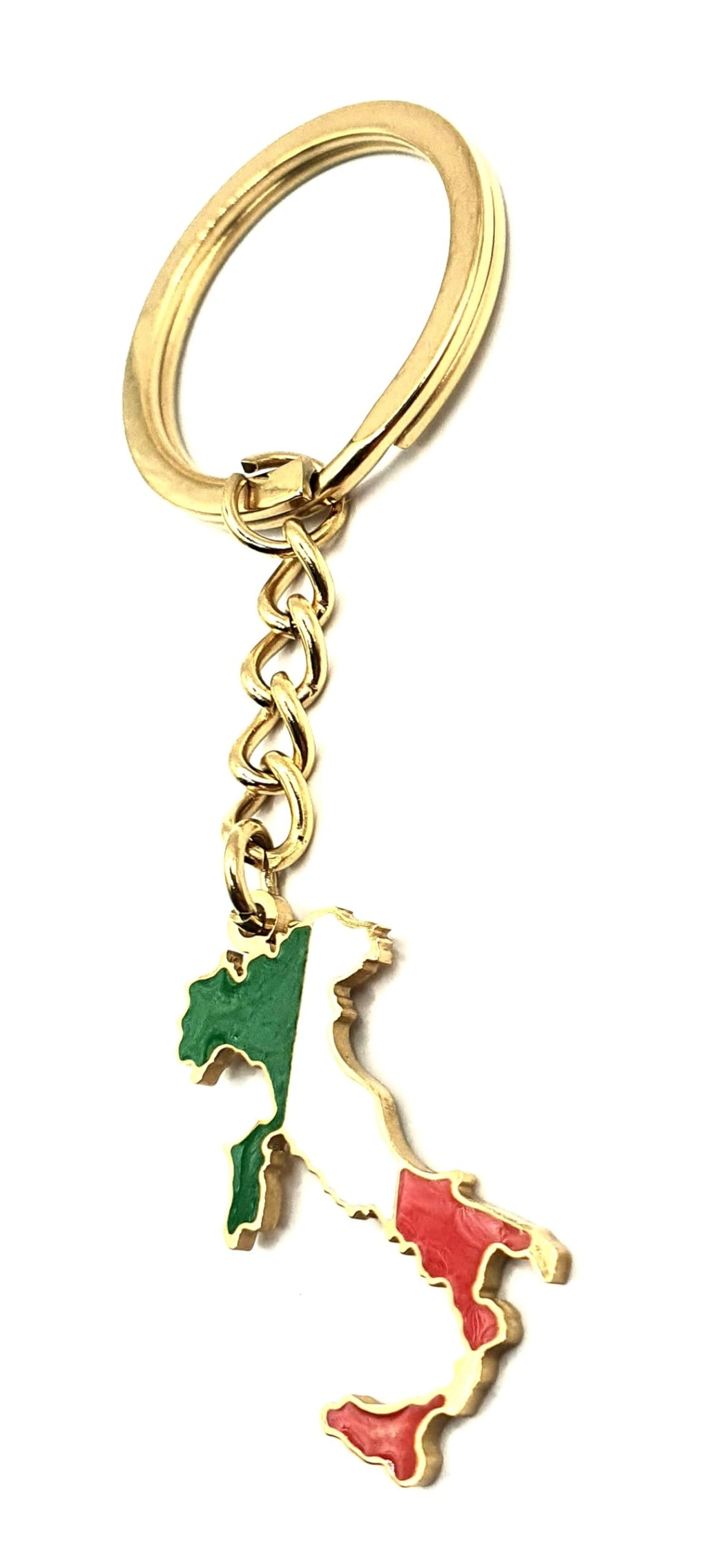 SNS Components Italy Italian EU Europe Mediterranean Gold Country Flag Key Ring Metal Enamel Keyring