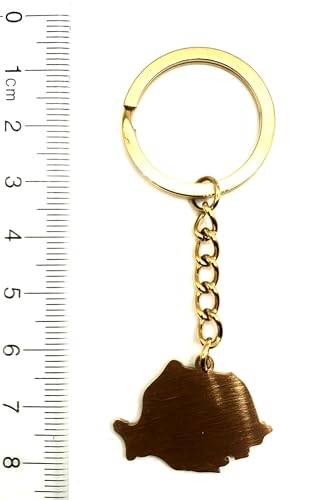 Romania Romanian EU Europe Eastern Gold Key Ring Chain Country Flag Metal Enamel Keyring