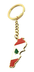 Lebanon Lebanese Middle East Eastern Gold Country Flag Key Ring Chain Metal Enamel Keyring