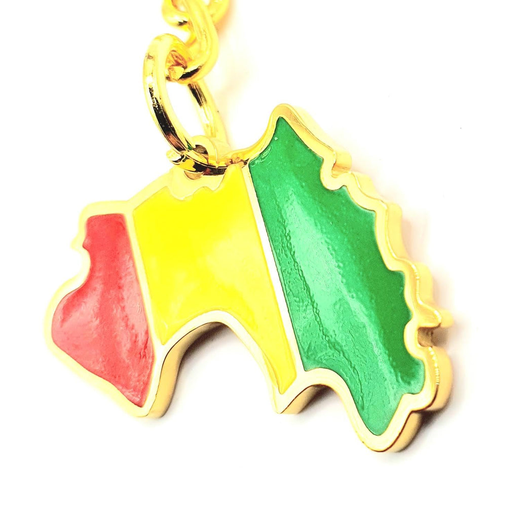 Guinea West Africa Gold Key Ring Chain Country Flag Metal Enamel Keyring
