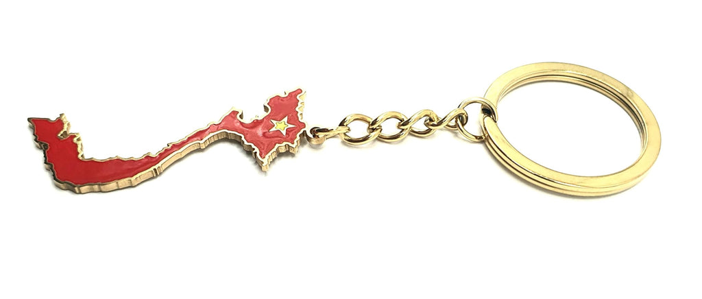 SNS Components Vietnam Vietnamese South East Asia Asian Gold Key Ring Chain Country Flag Metal Enamel Keyring