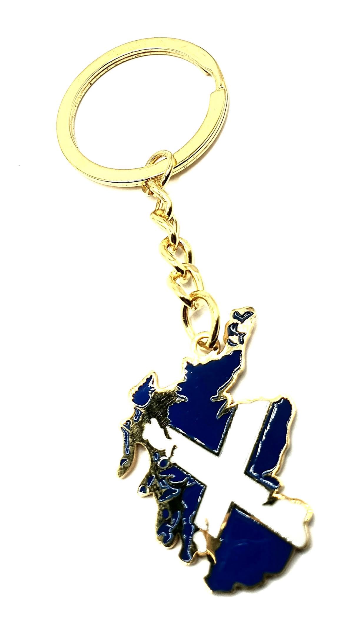 Scotland Scottish Saltire Map Outline United Kingdom Gold Country Flag Key Ring Metal Enamel Keyring