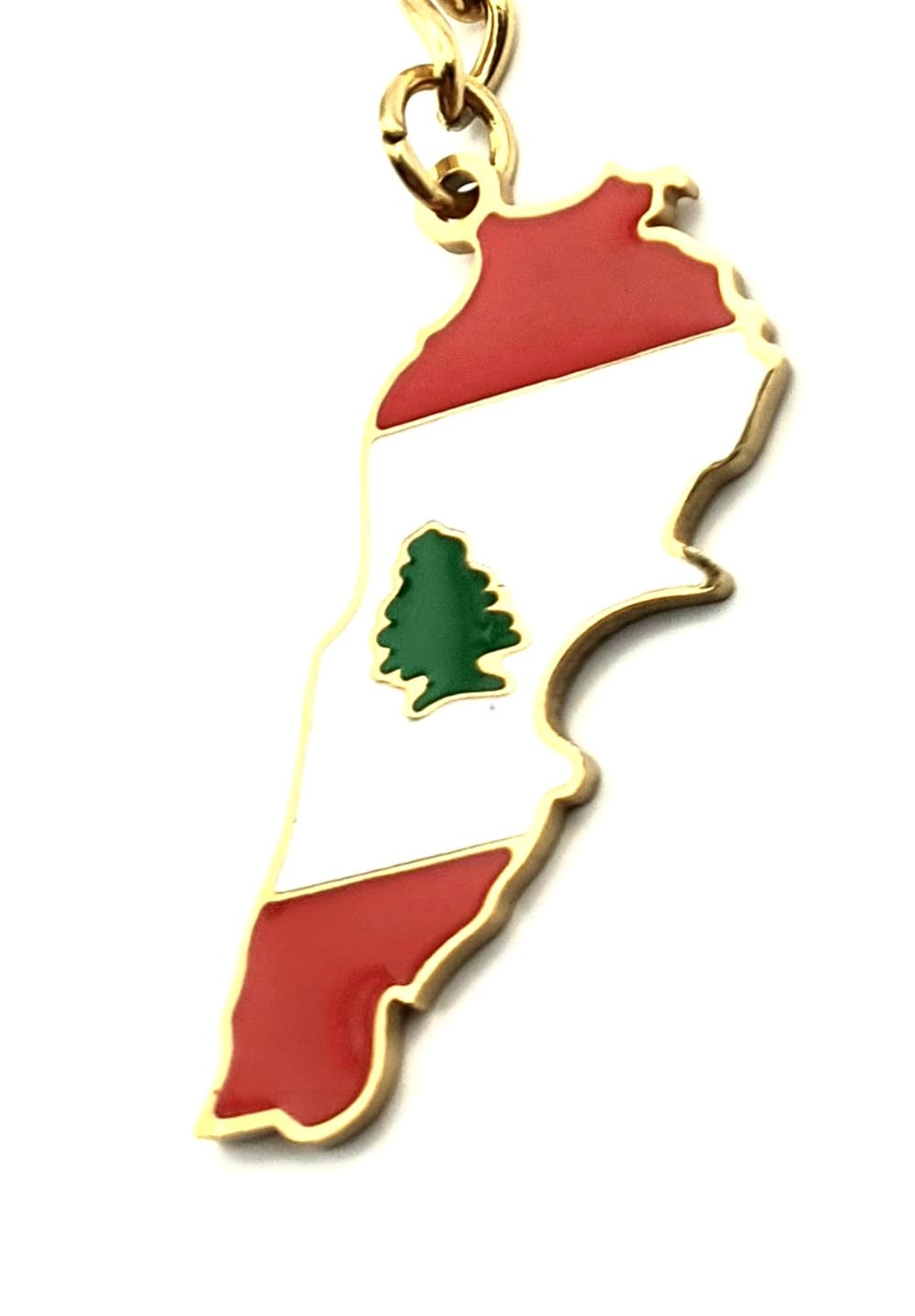 Lebanon Lebanese Middle East Eastern Gold Country Flag Key Ring Chain Metal Enamel Keyring