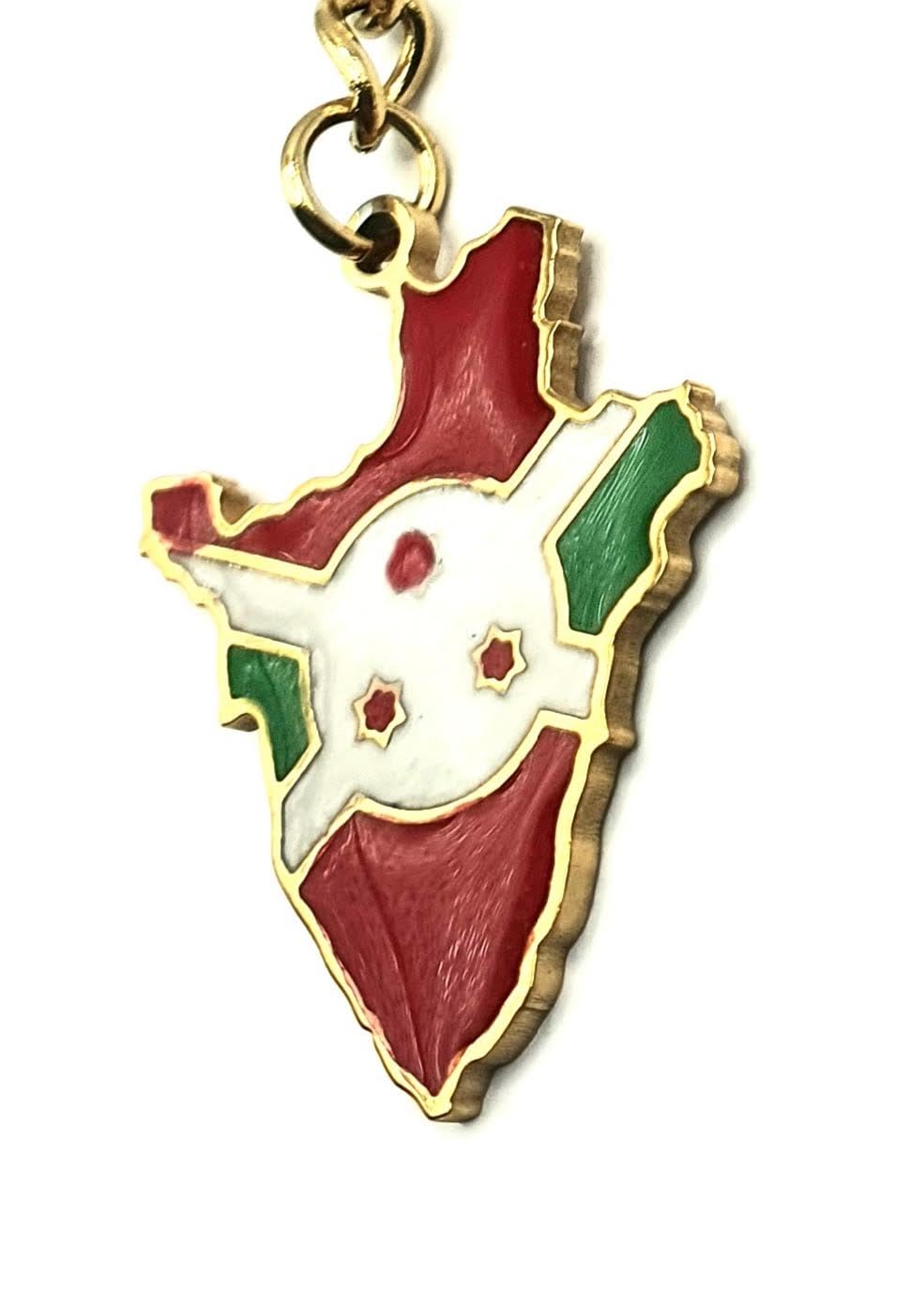 Burundi East Africa Gold Key Ring Chain Country Flag Metal Enamel Keyring