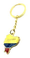 Ecuador Ecuadorian South America American Gold Country Flag Key Ring Metal Enamel Keyring