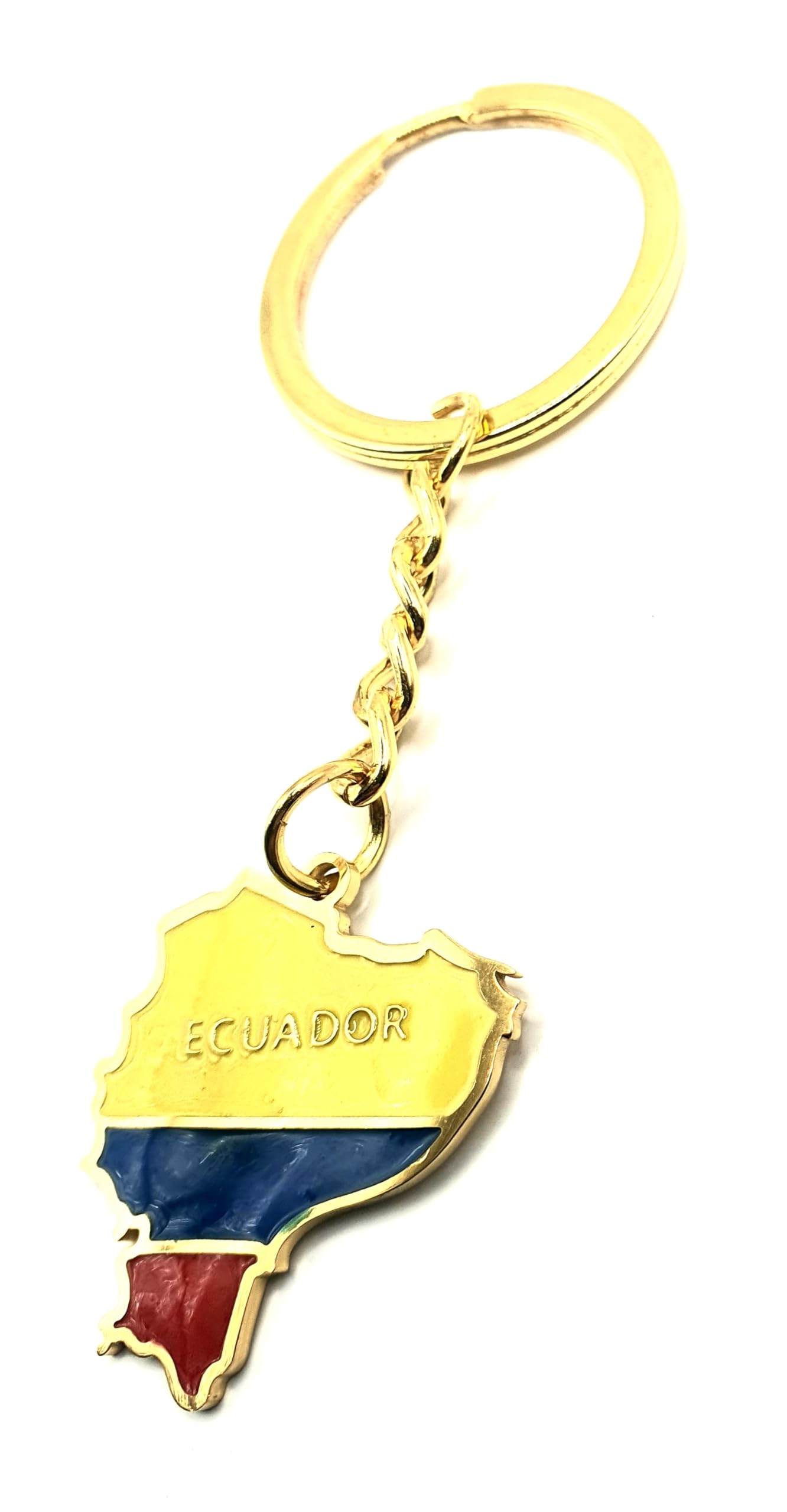 Ecuador Ecuadorian South America American Gold Country Flag Key Ring Metal Enamel Keyring