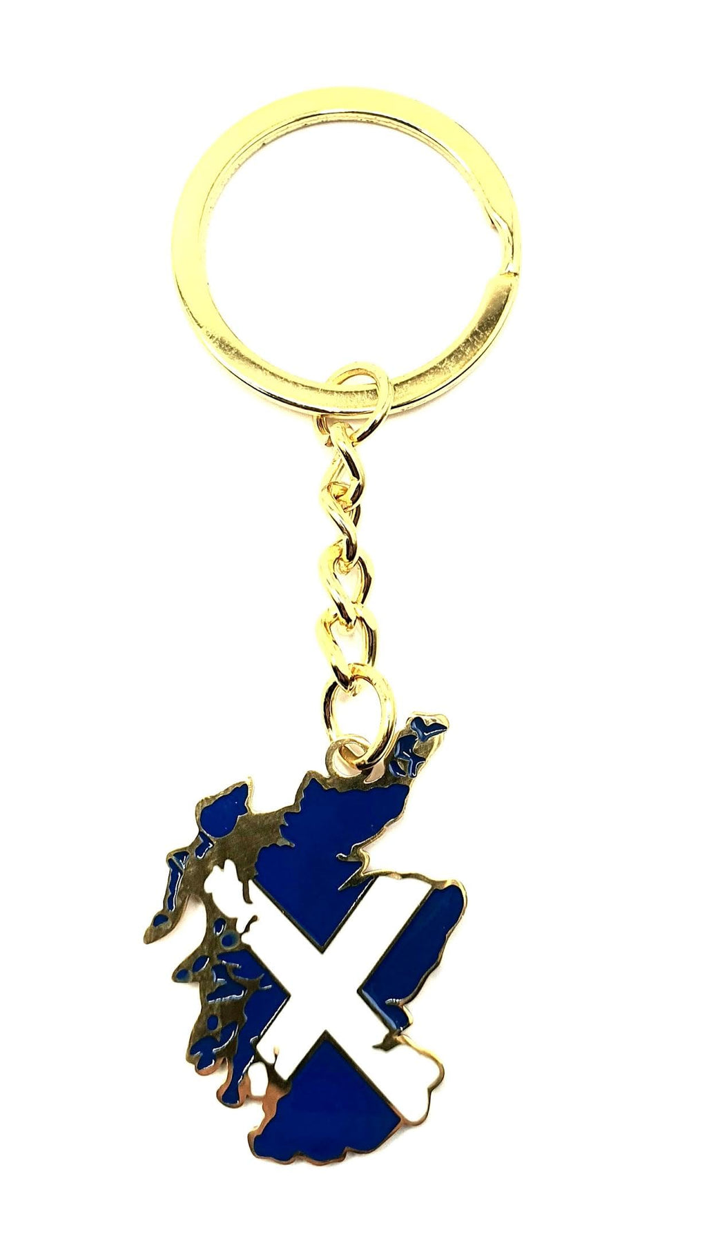 Scotland Scottish Saltire Map Outline United Kingdom Gold Country Flag Key Ring Metal Enamel Keyring