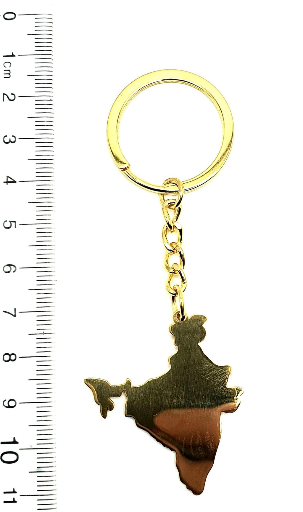 India Indian Map Outline Gold Country Flag Key Ring Chain Metal Enamel Keyring