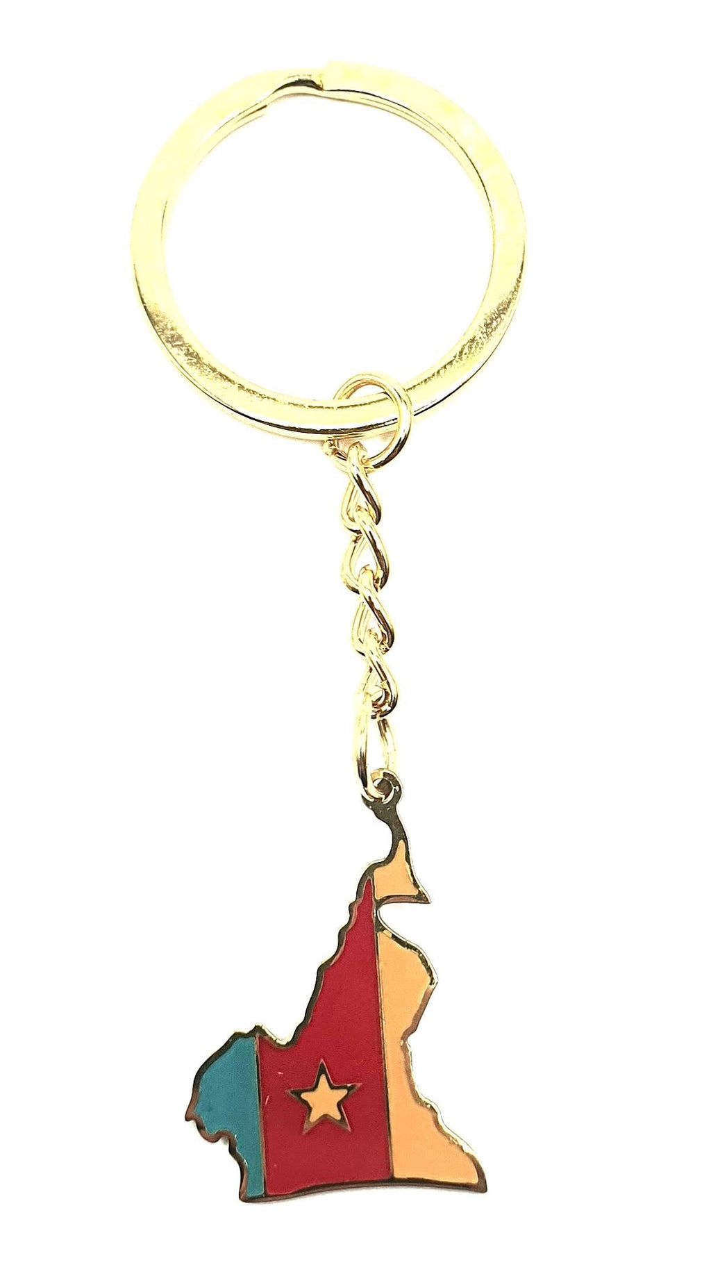 Cameroon Central Africa Gold Key Ring Chain Country Flag Metal Enamel Keyring