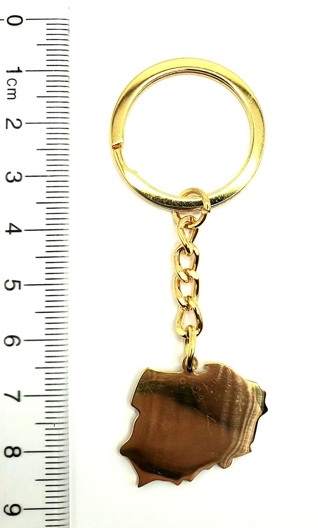 Poland Polish Map Outline Europe EU Polska Gold Country Flag Key Ring Chain Metal Enamel Keyring