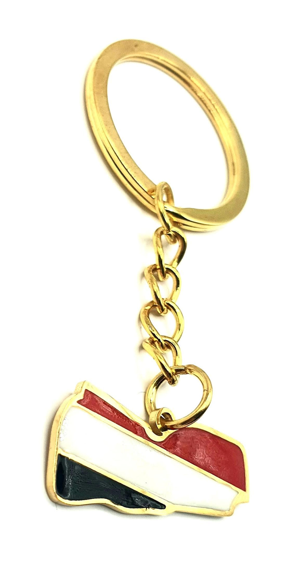 SNS Components Yemen Yemeni Middle East Arab Gold Country Map Flag Key Ring Chain Metal Enamel Keyring