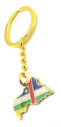 SNS Components Central African Republic Africa Gold Key Ring Chain Country Flag Metal Enamel Keyring