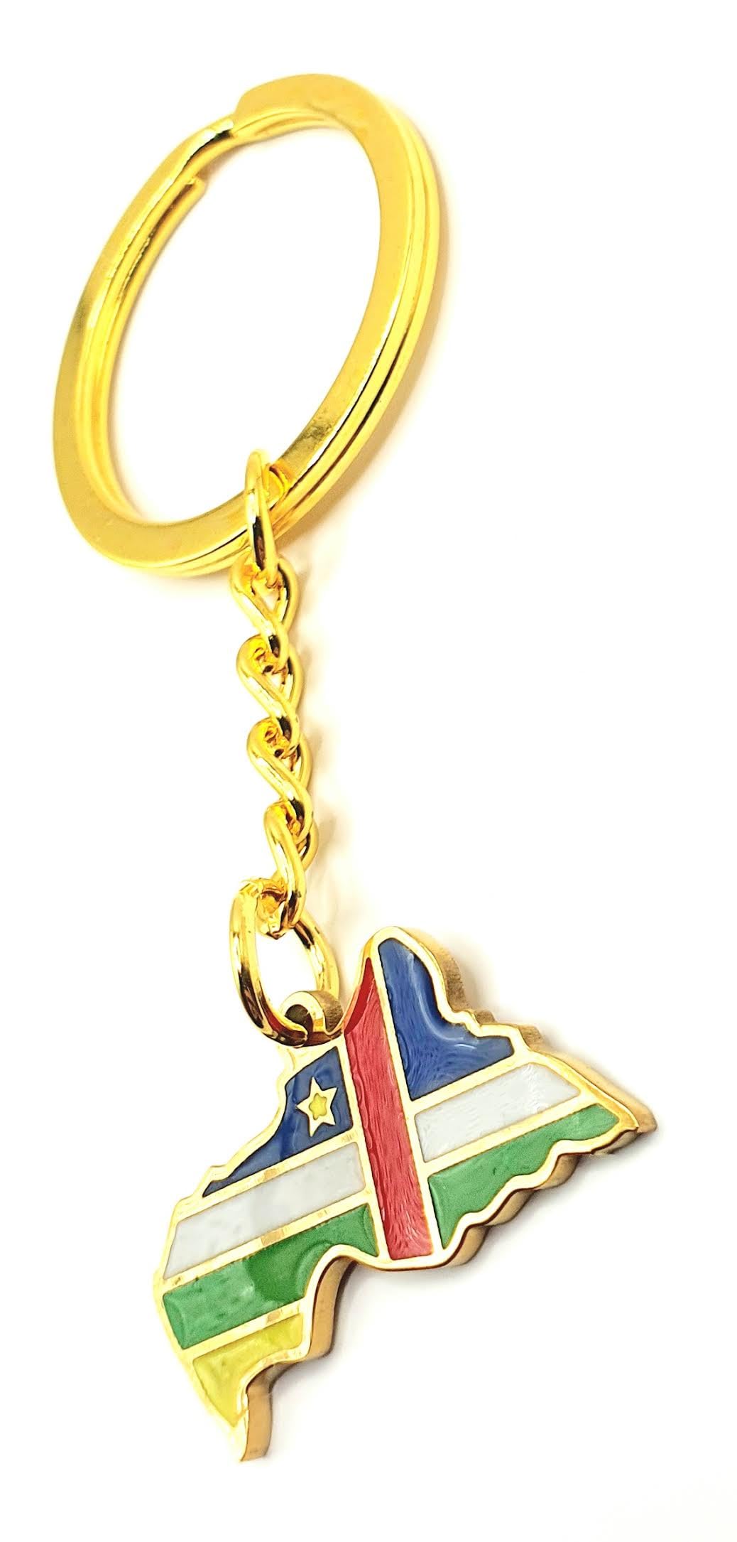 Central African Republic Africa Gold Key Ring Chain Country Flag Metal Enamel Keyring