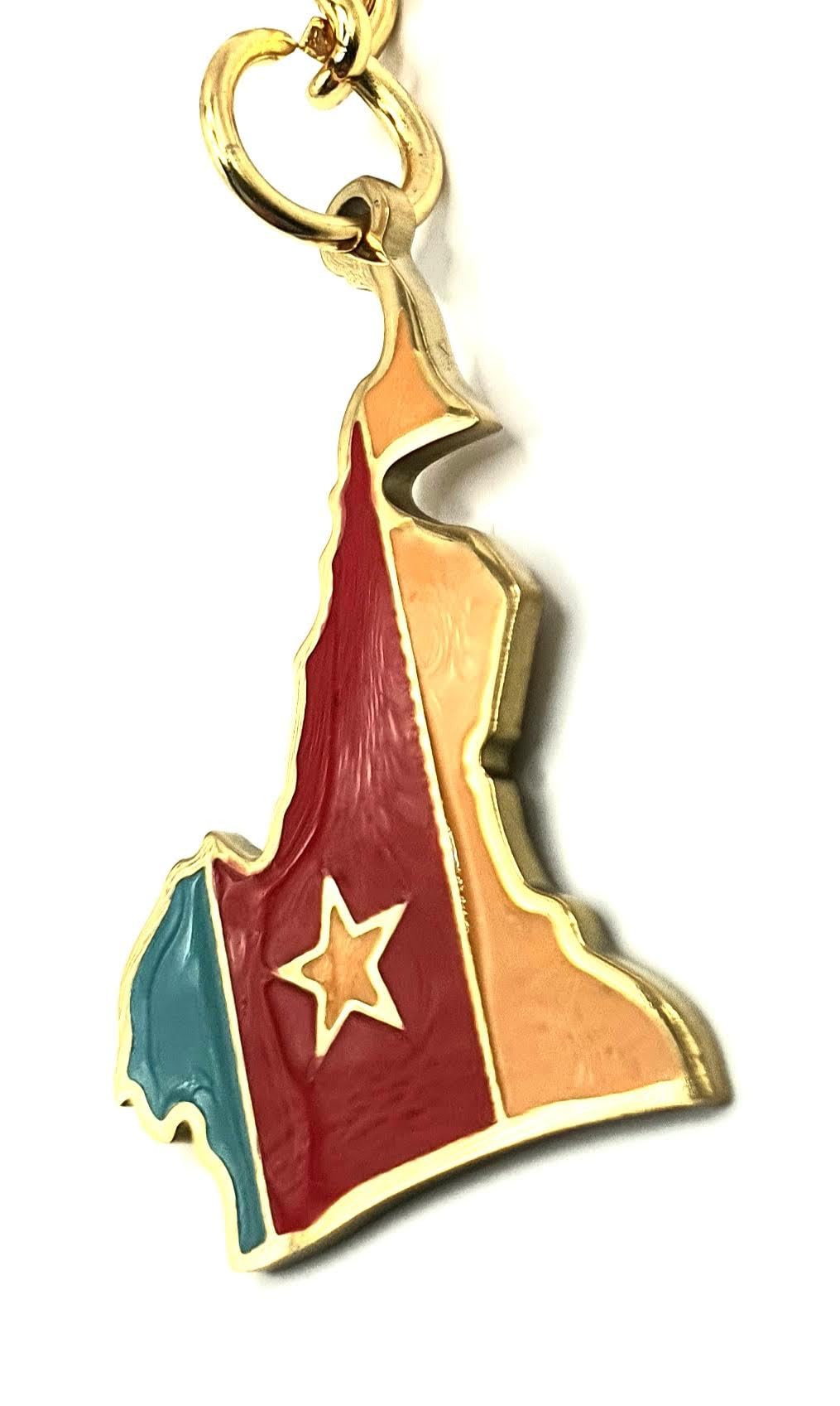 Cameroon Central Africa Gold Key Ring Chain Country Flag Metal Enamel Keyring