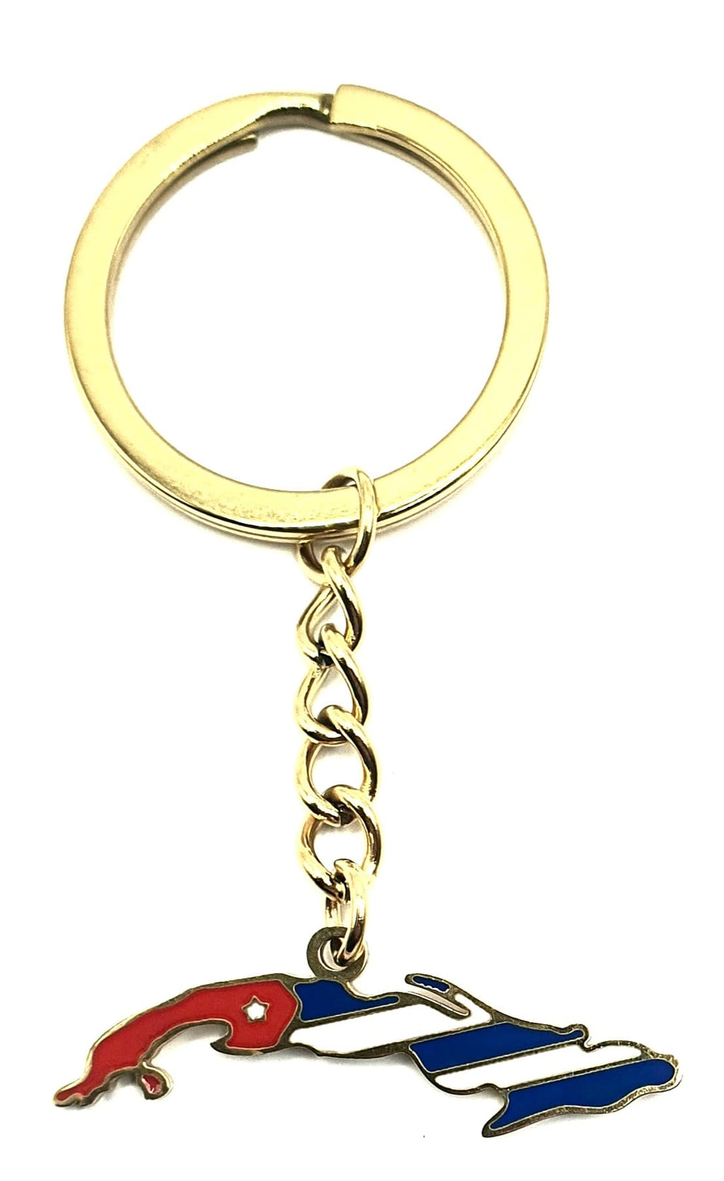 Cuba Cuban Caribbean Gold Country Flag Key Ring Metal Enamel Keyring