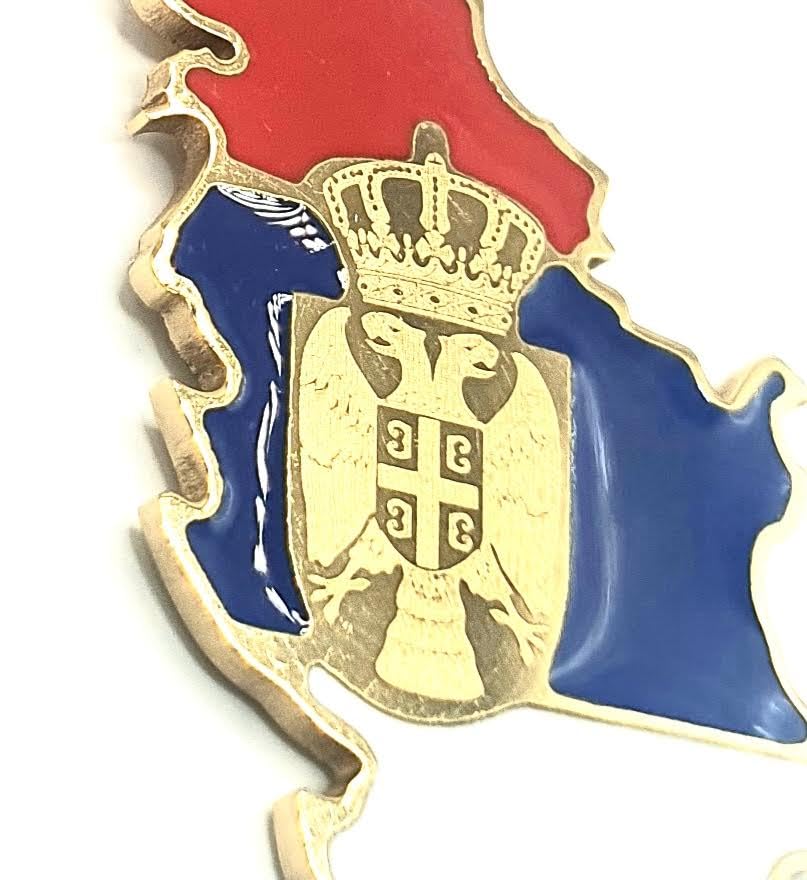 Serbia Serbian Europe Eastern Gold Key Ring Chain Country Flag Metal Enamel Keyring