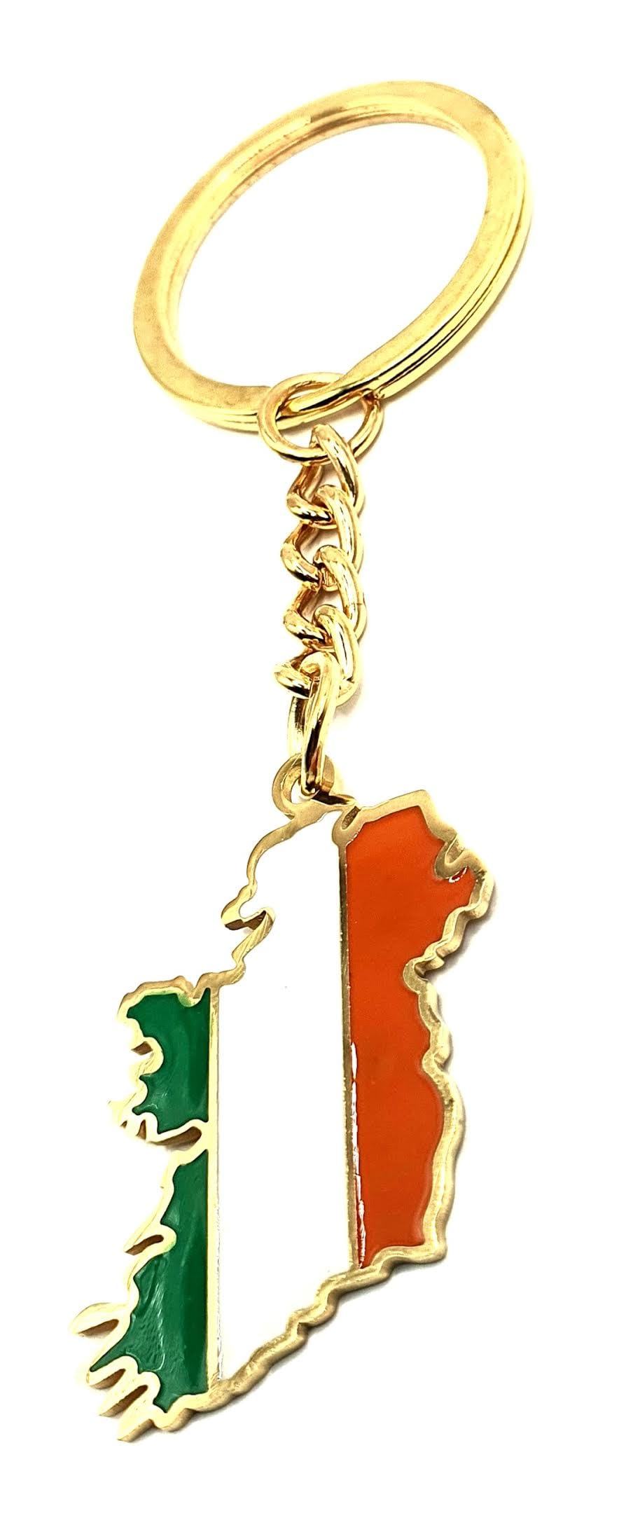 Ireland Irish Map Outline EU Europe Eire United Kingdom Gold Country Flag Country Flag Key Ring Chain Metal Enamel Keyring