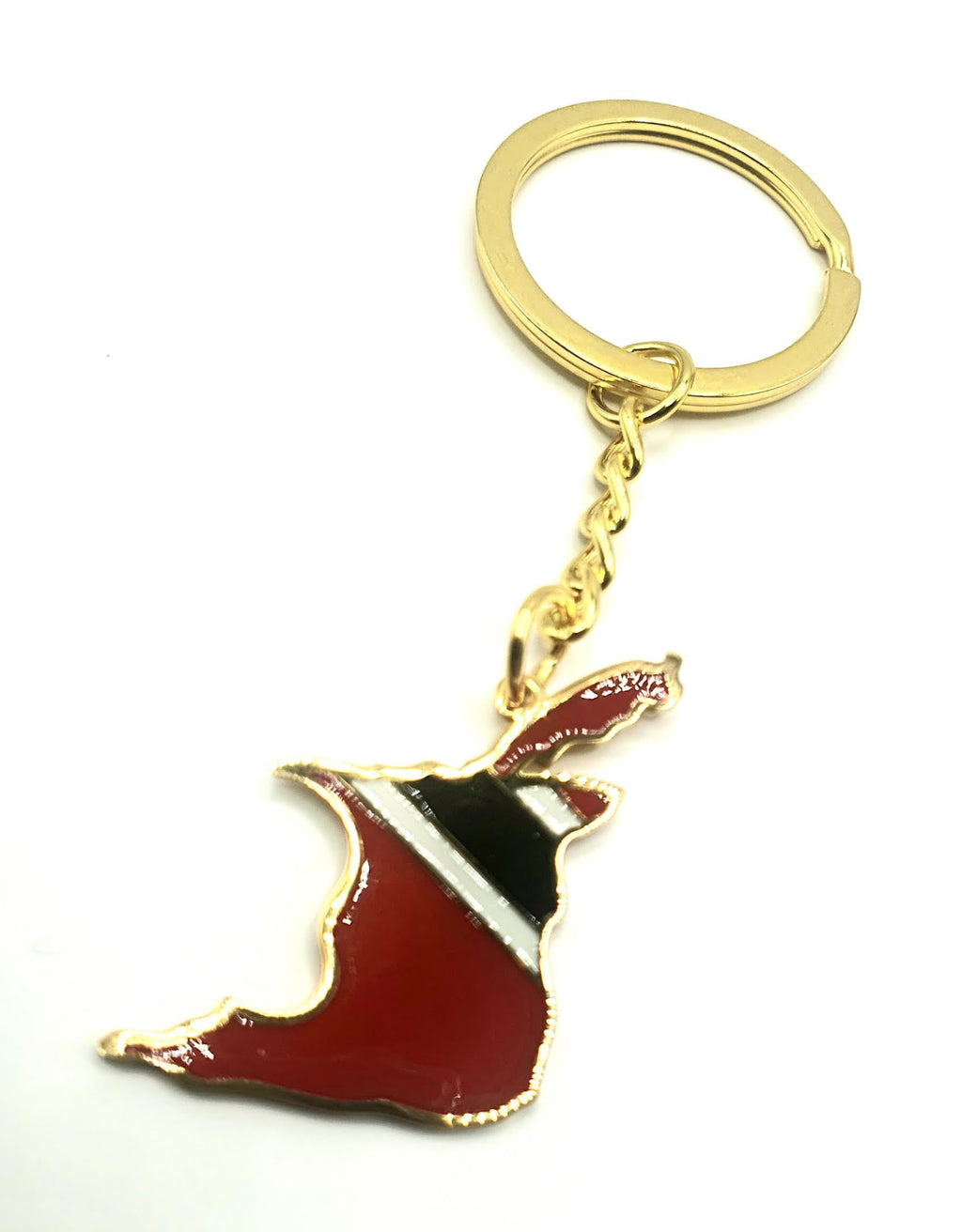 SNS Components Trinidad and Tobago Caribbean Gold Key Ring Chain Country Flag Metal Enamel Keyring
