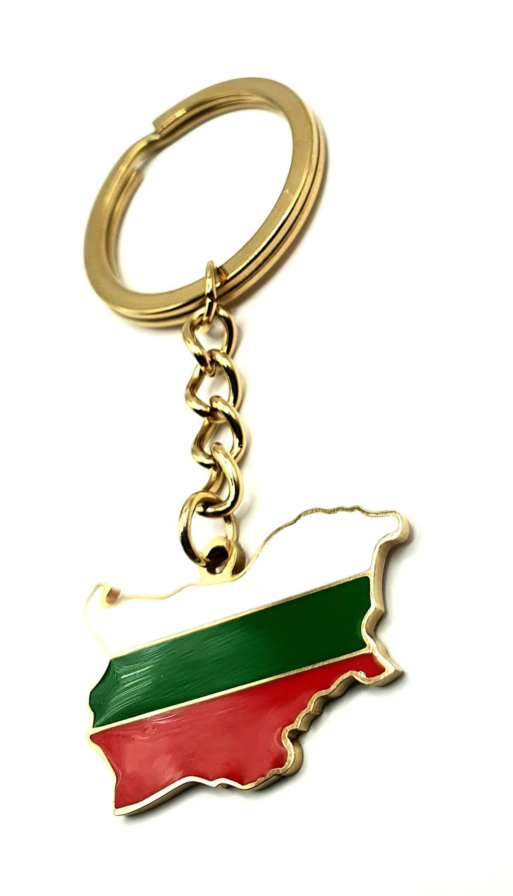 SNS Components Bulgaria Bulgarian Map Outline EU European Eastern Europe East Balkan Balkans Gold Country Flag Key Ring Metal Enamel Keyring
