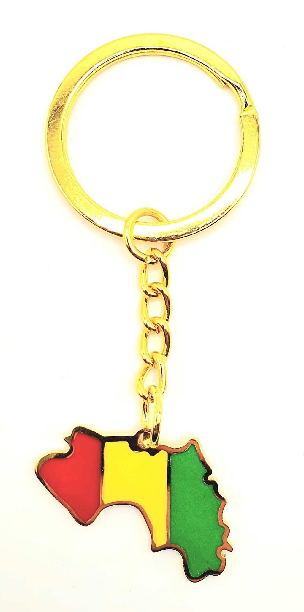 Guinea West Africa Gold Key Ring Chain Country Flag Metal Enamel Keyring