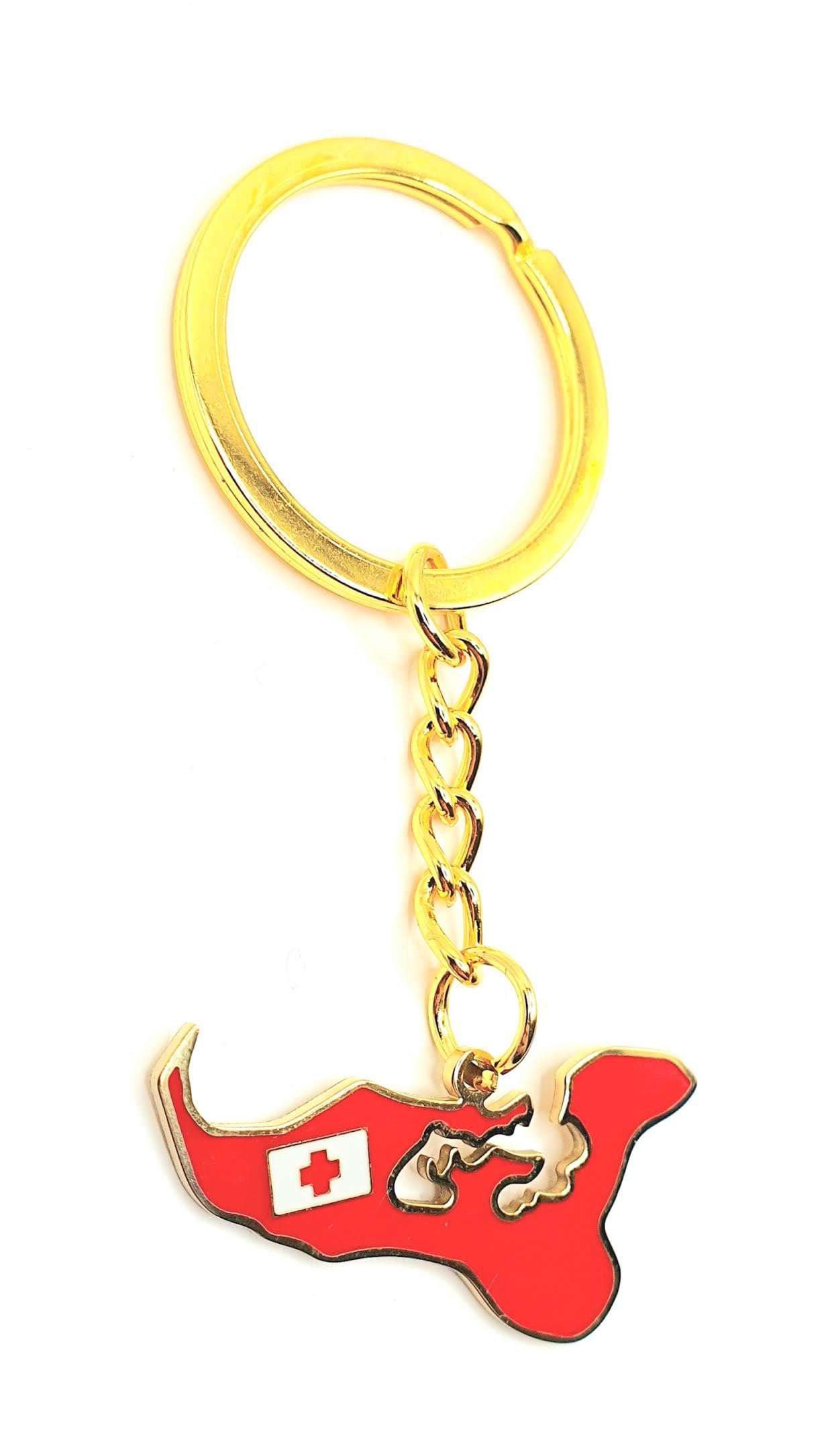 Tonga Oceana Pacific Map Outline Gold Country Flag Key Ring Chain Metal Enamel Keyring