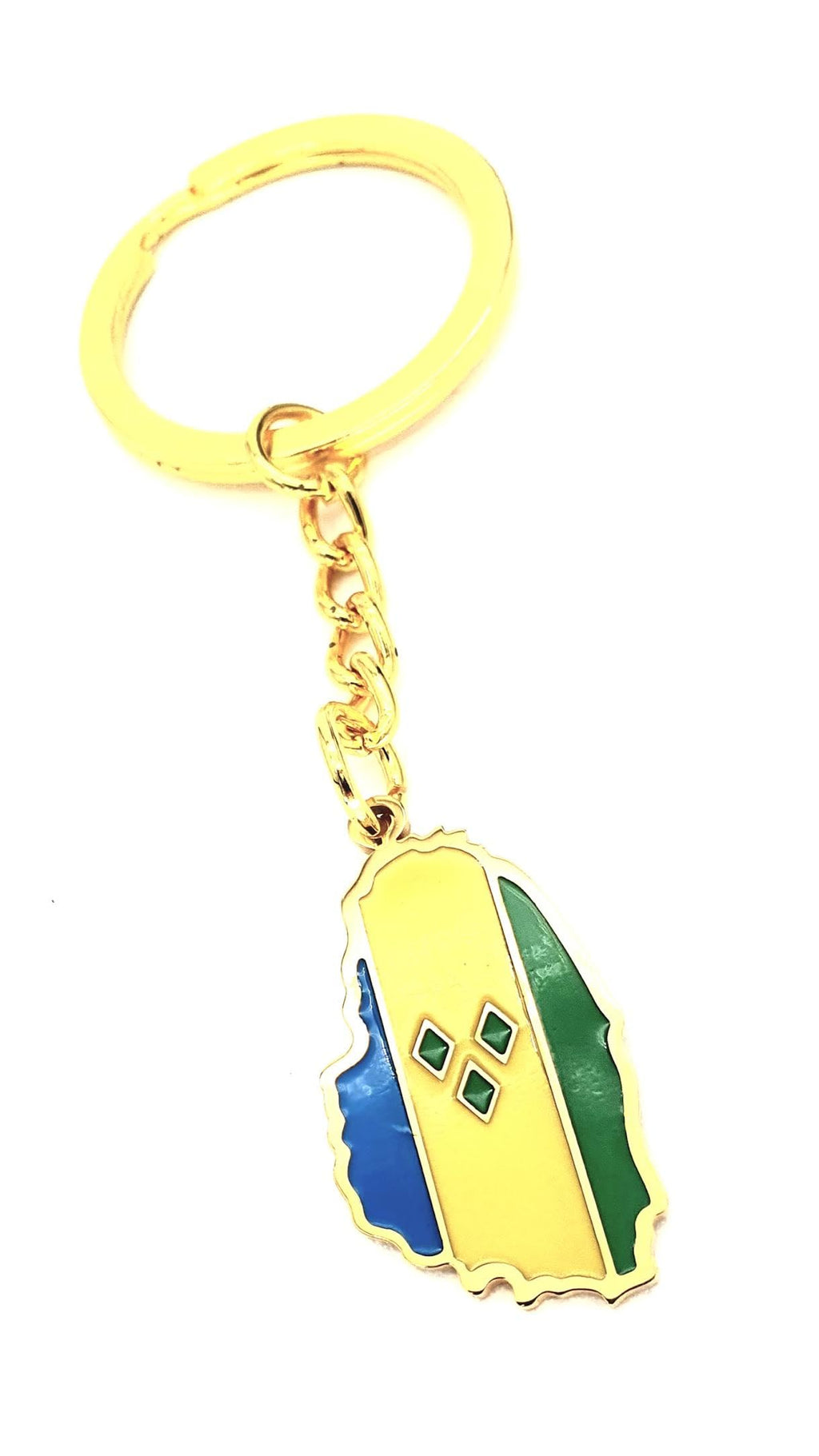 SNS Components St Vincent and the Grenadines Saint Caribbean Gold Country Flag Key Ring Chain Metal Enamel Keyring