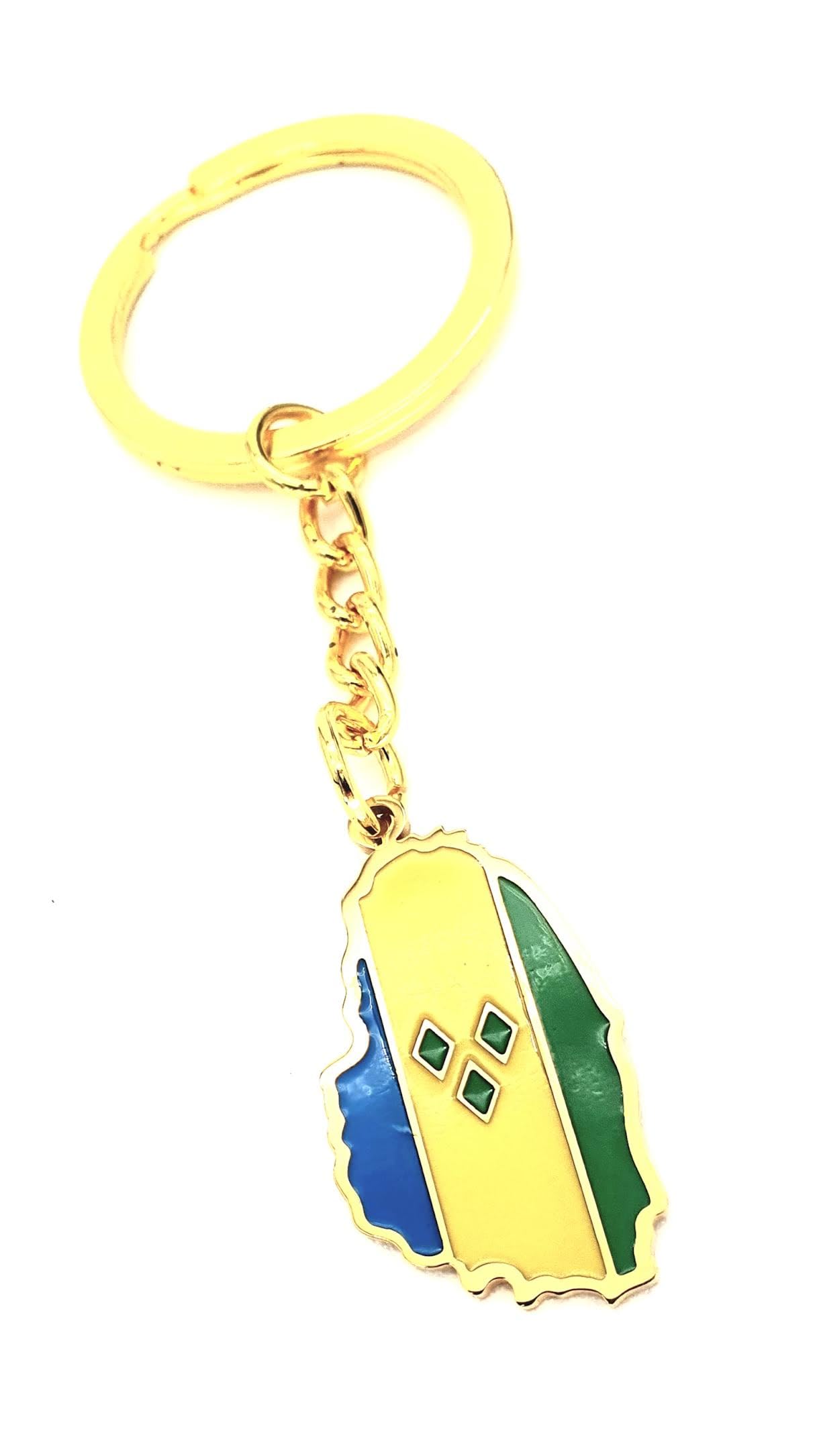SNS Components St Vincent and the Grenadines Saint Caribbean Gold Country Flag Key Ring Chain Metal Enamel Keyring